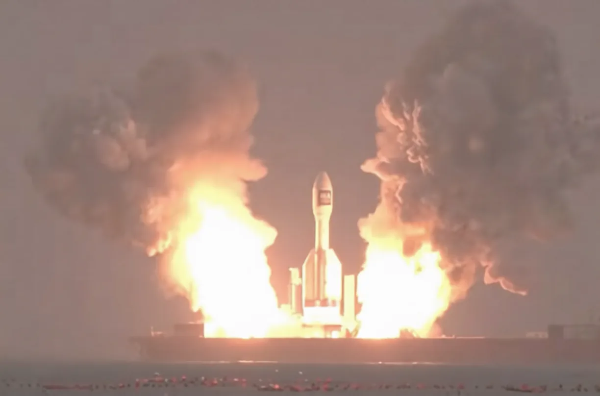 Orienspace Gravity-1 lifting off from a sea-launch platform
