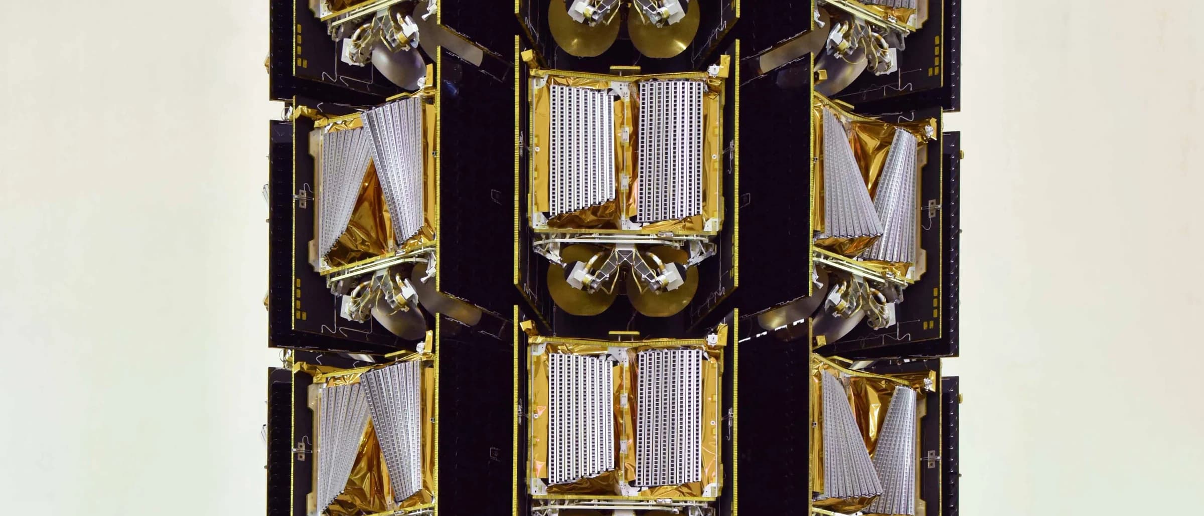 Detail of OneWeb satellites stacked for India’s October 2022 LVM3 M2 mission
