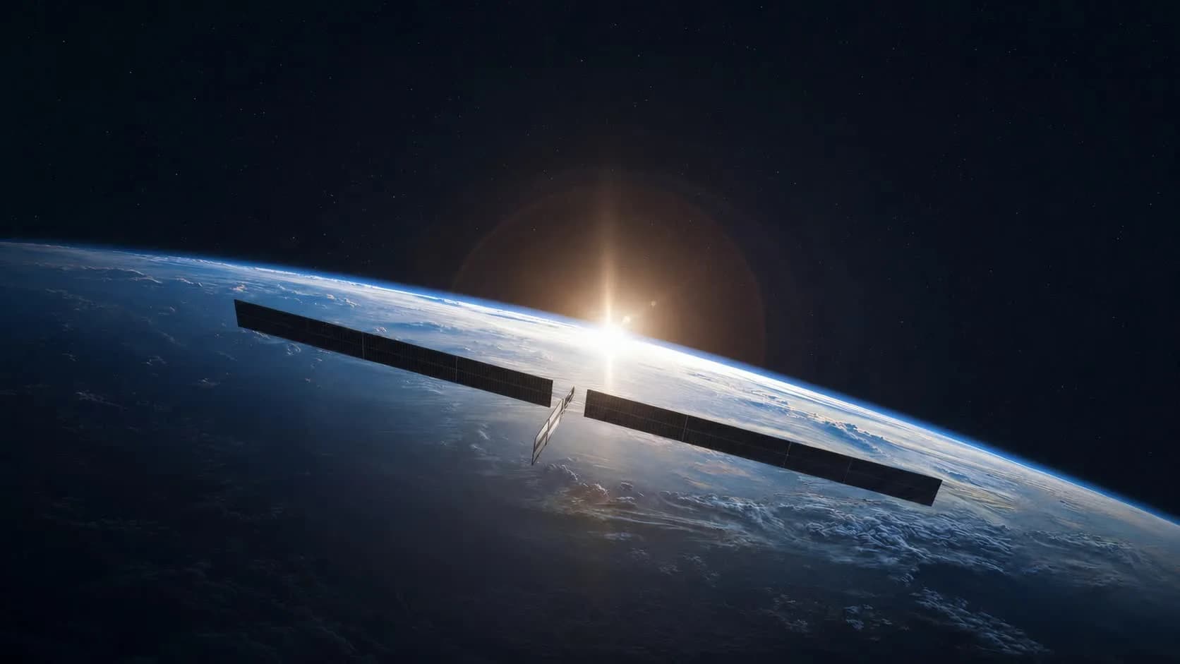 Official concept rendering of the SpaceX AI1 orbital compute satellite above Earth