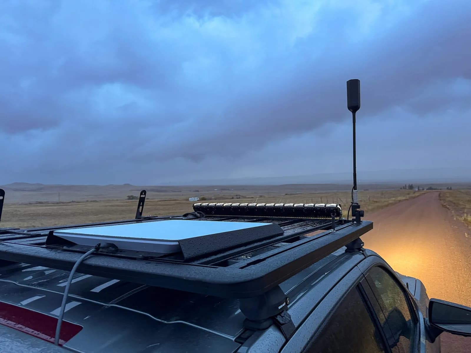 A mobile Starlink flat-panel terminal