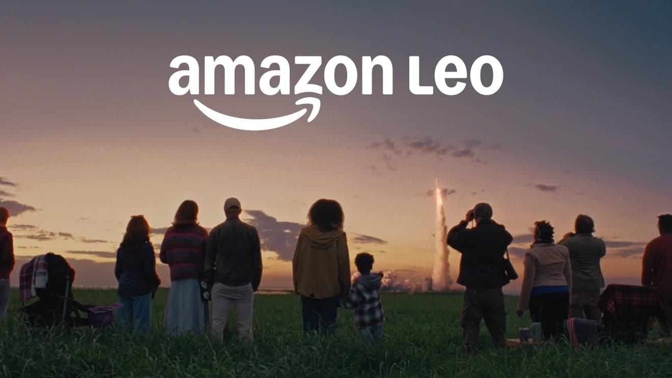 Amazon Leo brand image with launch in the background