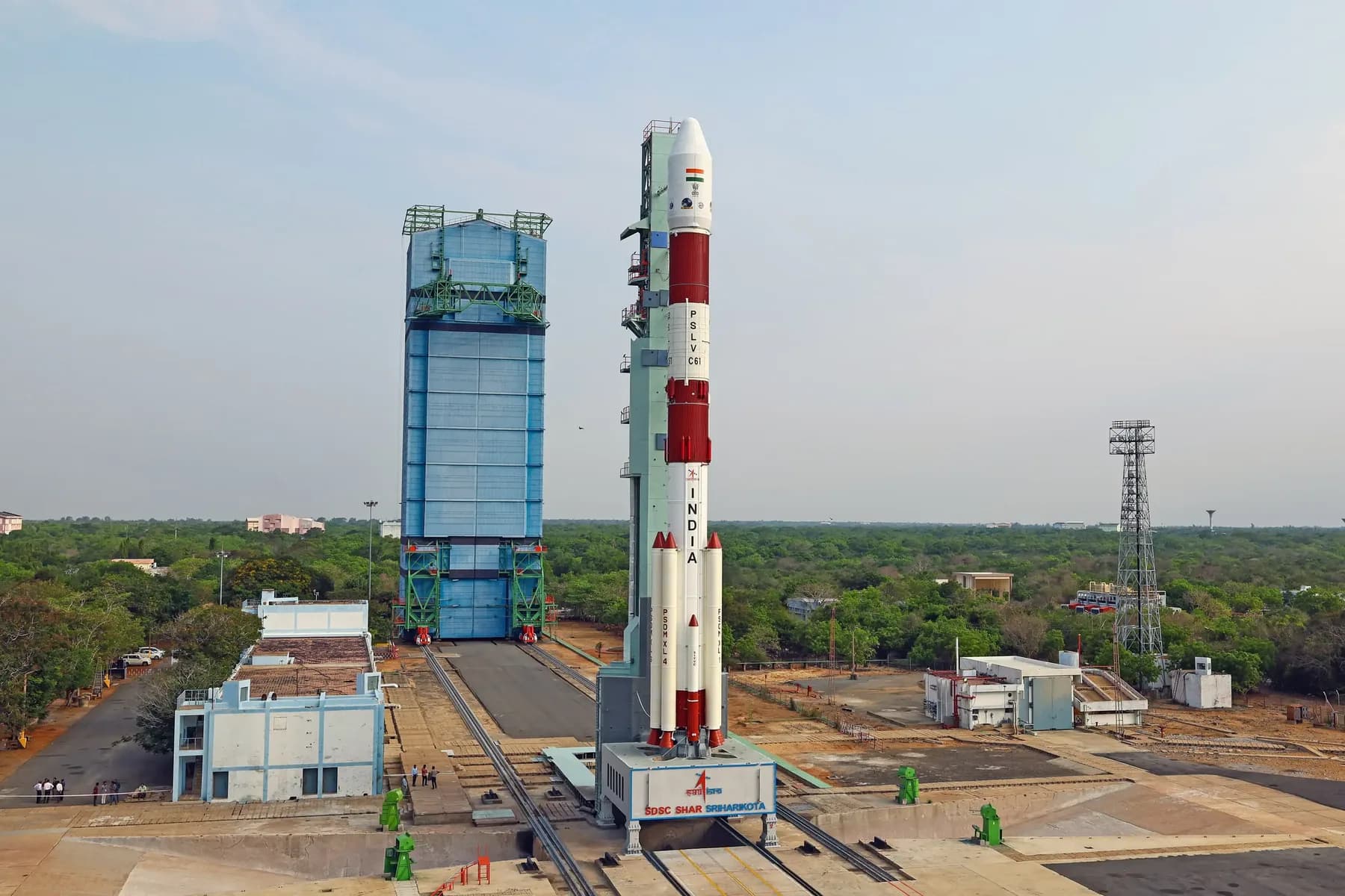 A second view of PSLV at Sriharikota's First Launch Pad